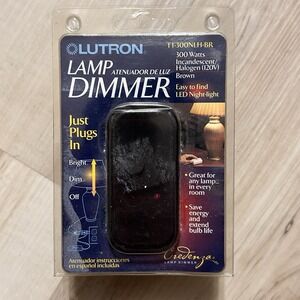 Lutron Plug In Lamp Dimmer, 300 Watt, Model TT-300NLH- BR, LED Locator, Brown.